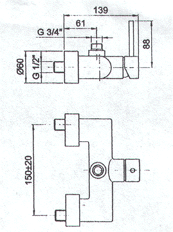 Blandebatteri, Dusj, Toalett 