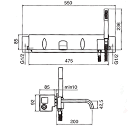 Blandebatteri, Dusj, Servant