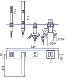 Blandebatteri, Dusj, Servant
